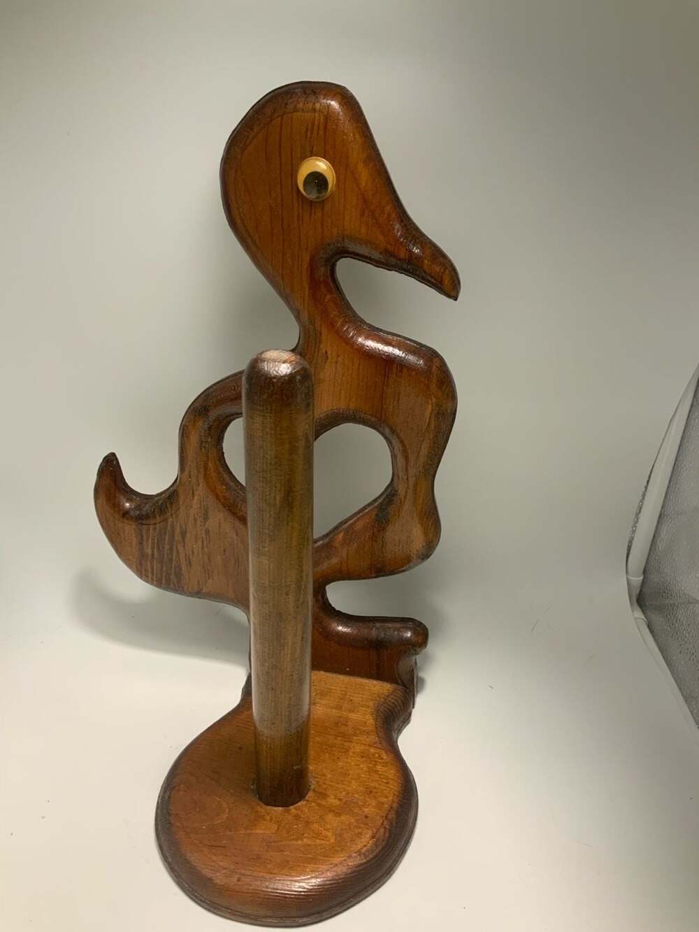 Vintage Hand Crafted Wooden Duck Paper Towel Holder Country Rustic